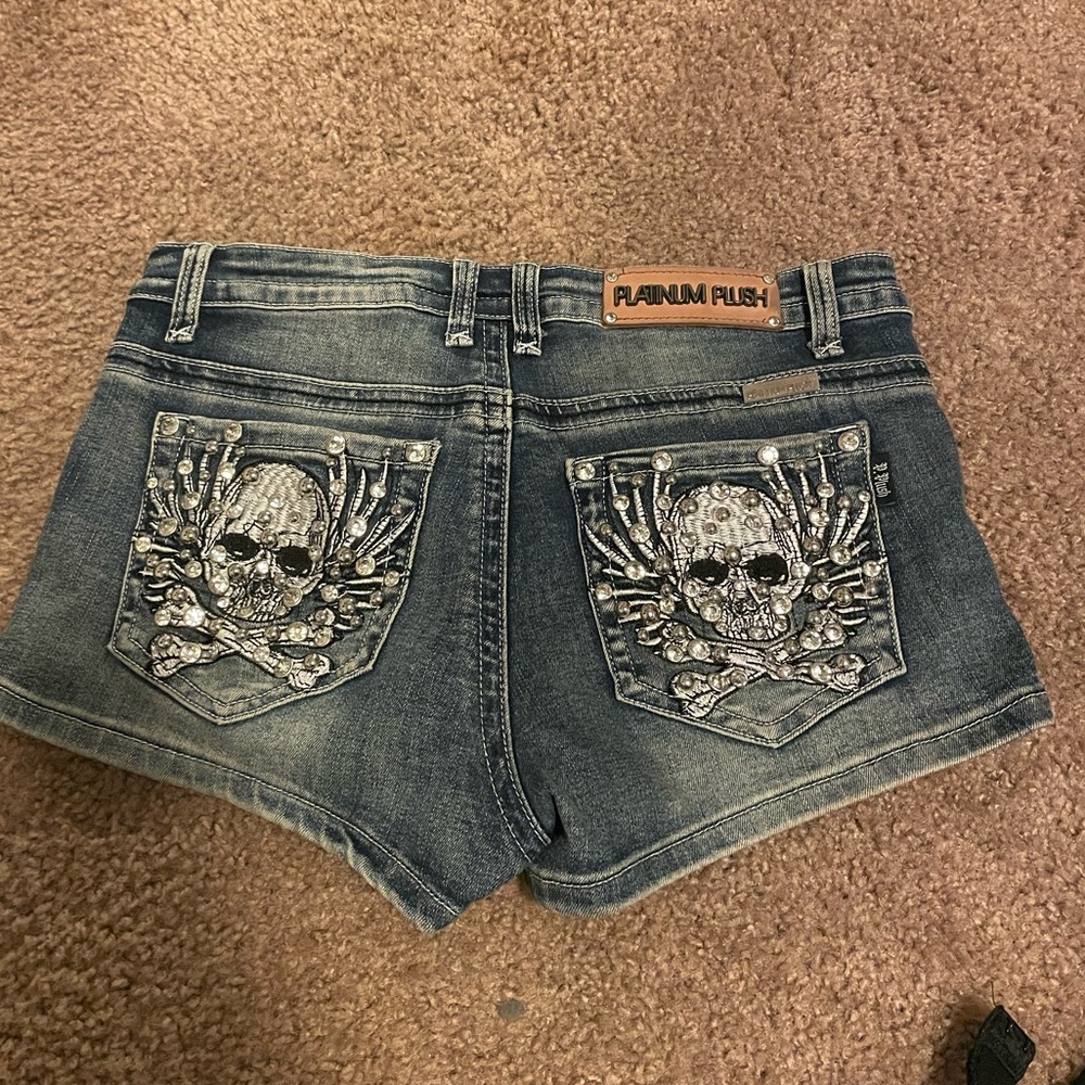 skull rhinestone shorts